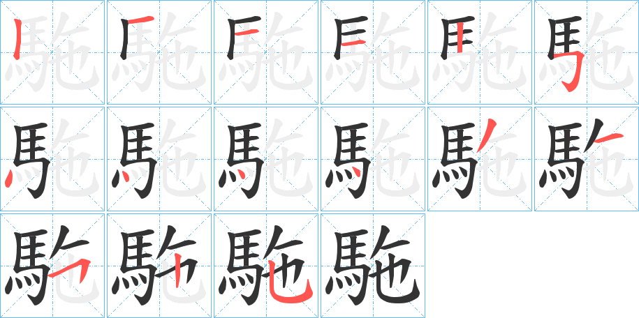 駞的笔顺写法