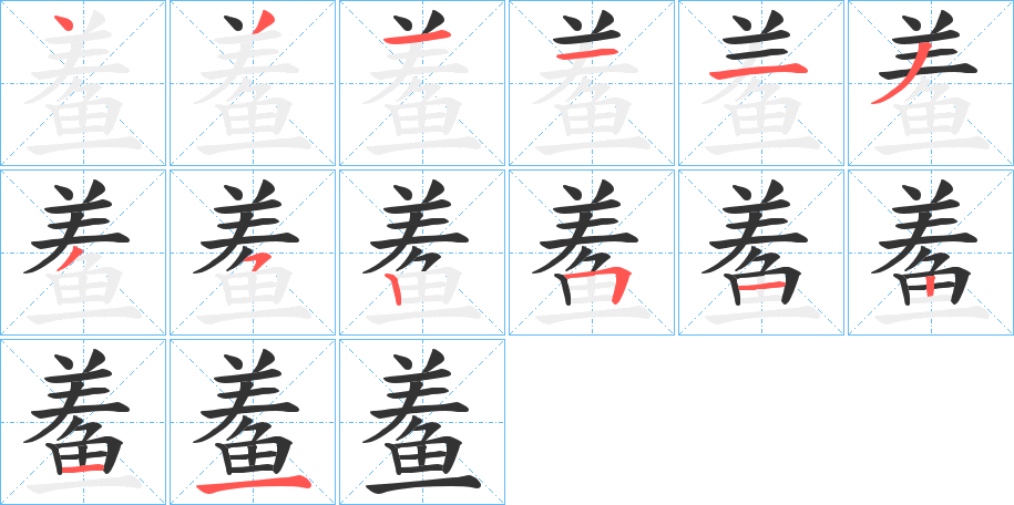 鲝的笔顺写法